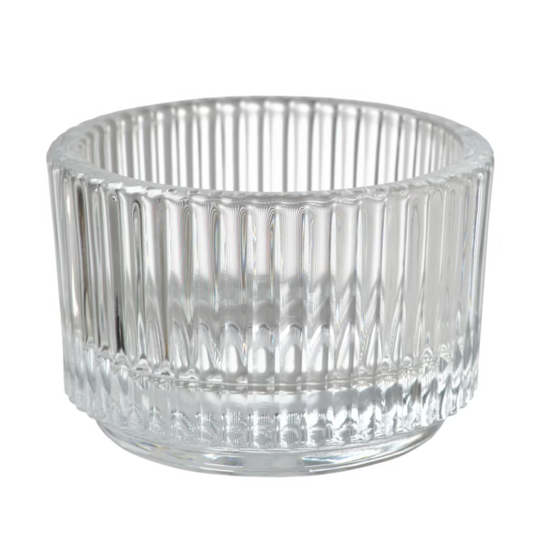 Photophore verre rond strié