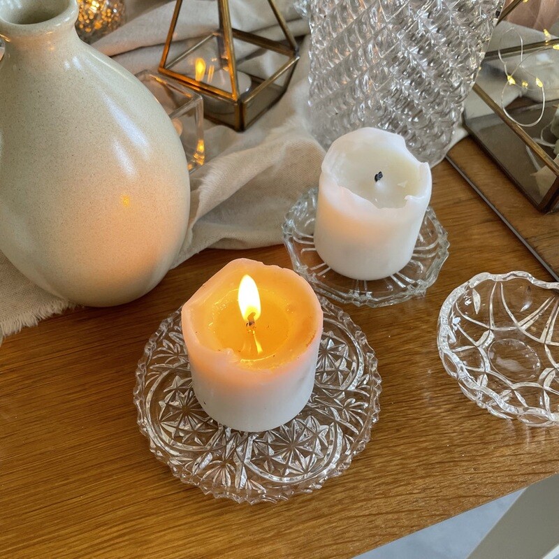 Coupelle verre ciselées support bougies grande