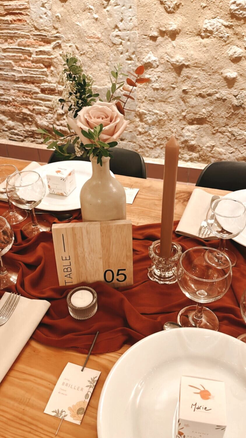 Chemin de table tissu terracotta