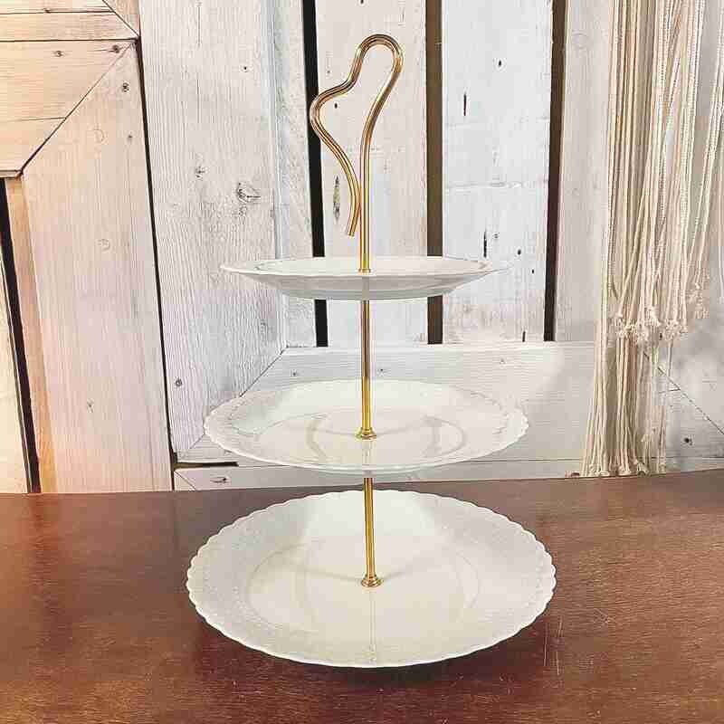 Serviteur 3 étages porcelaine blanc