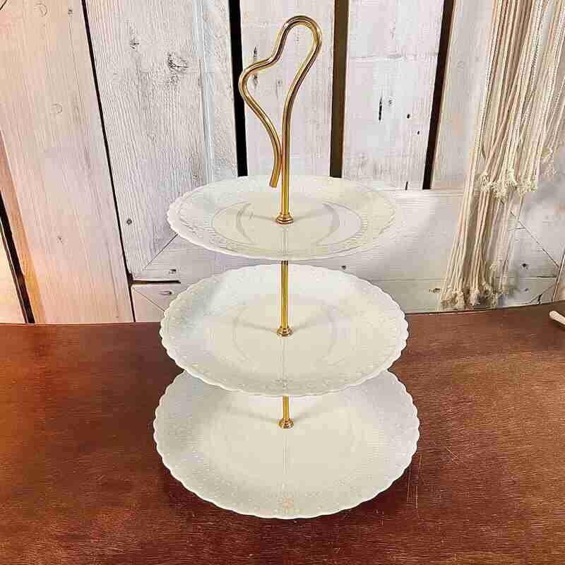 Serviteur 3 étages porcelaine blanc