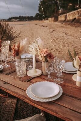 Bougeoirs céramique blanc cassé bas