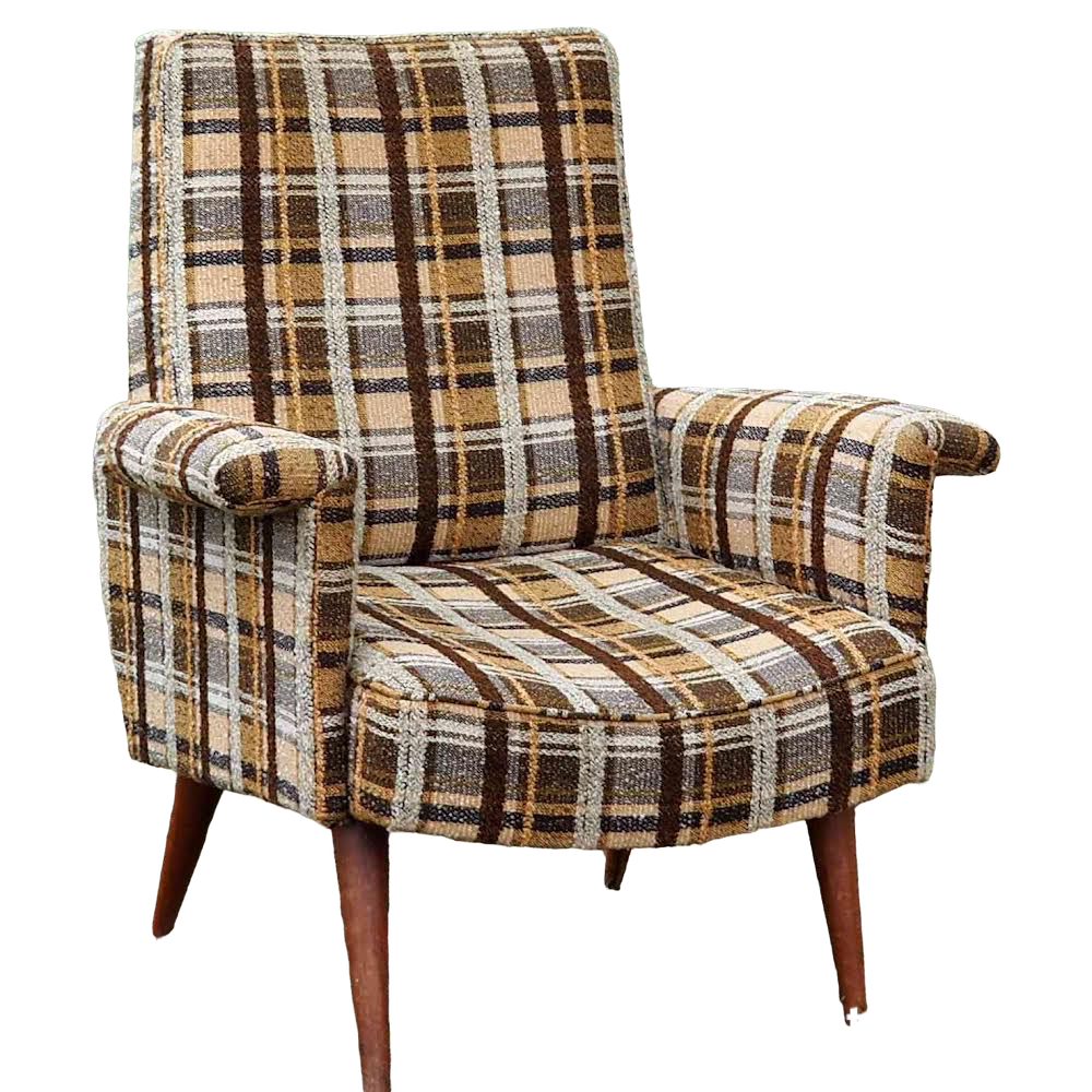 Fauteuil tissu carreaux