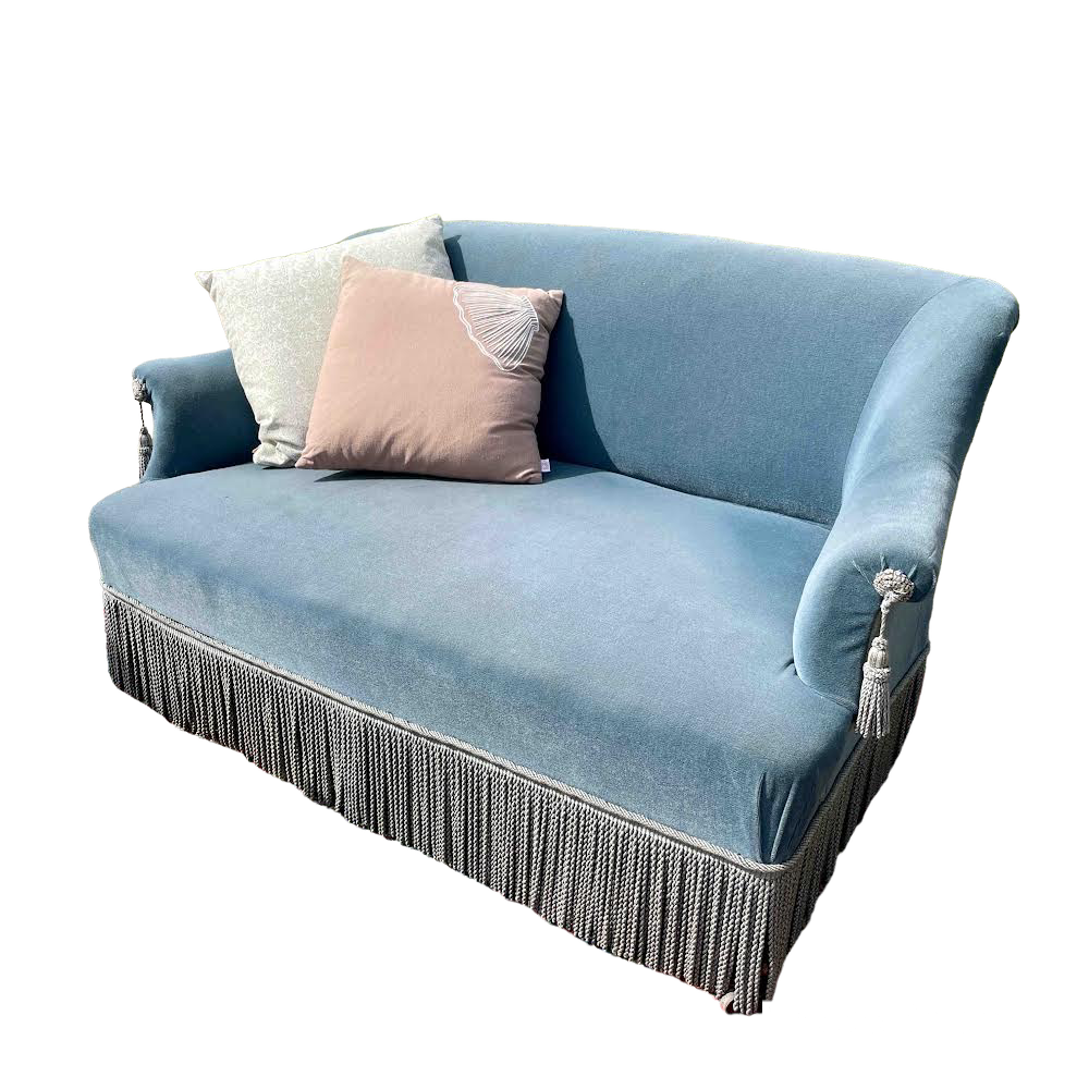 Banquette crapaud velours bleu