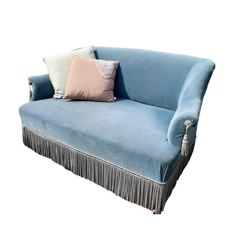 Banquette crapaud velours bleu
