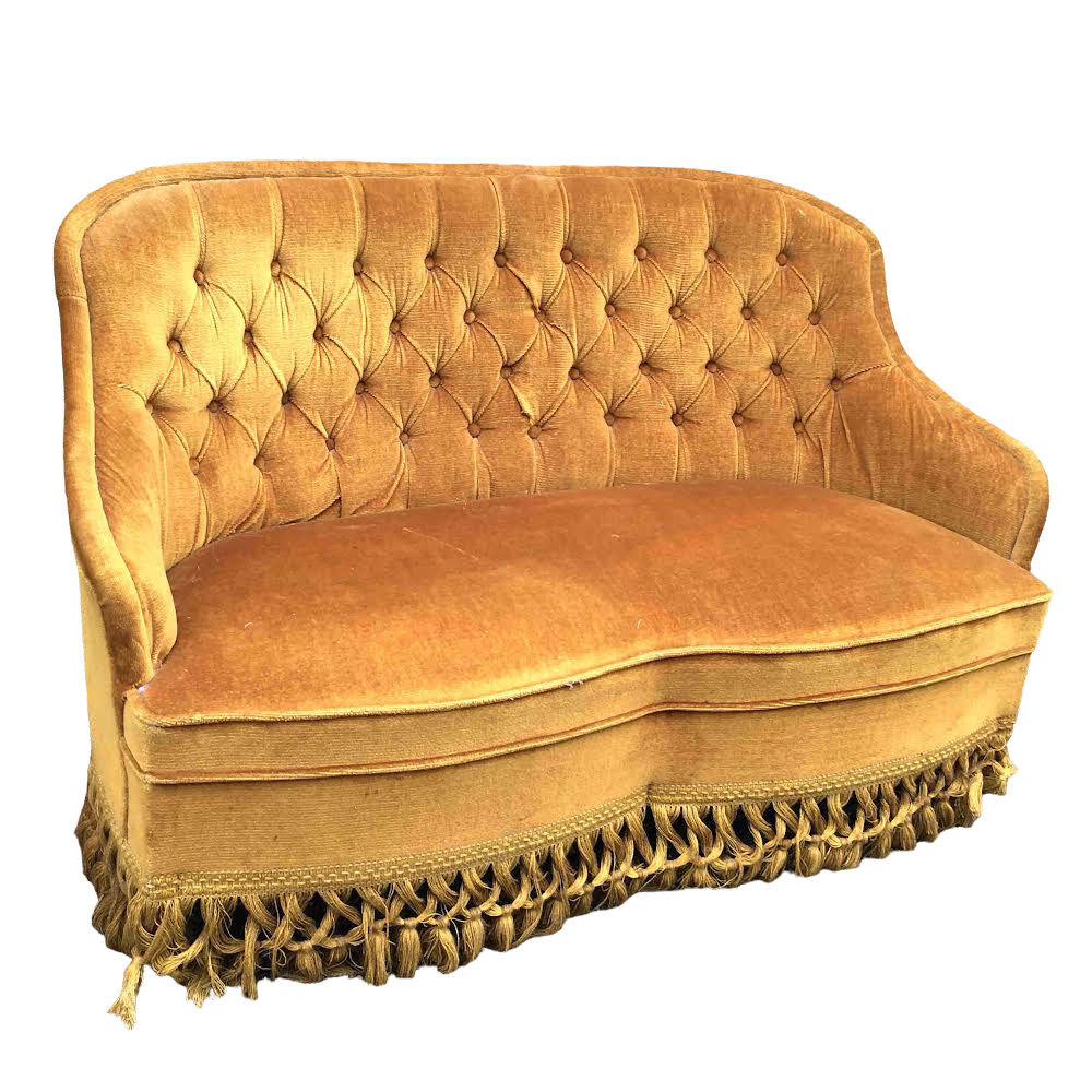 Banquette crapaud or capitonnée