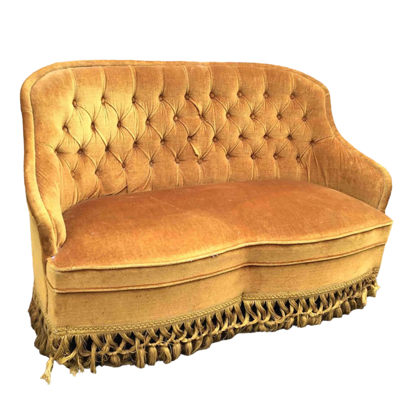 Banquette crapaud or capitonnée