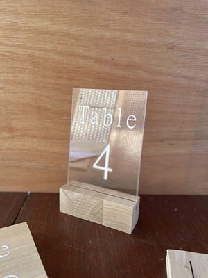Panneau numéro de table en plexis support bois