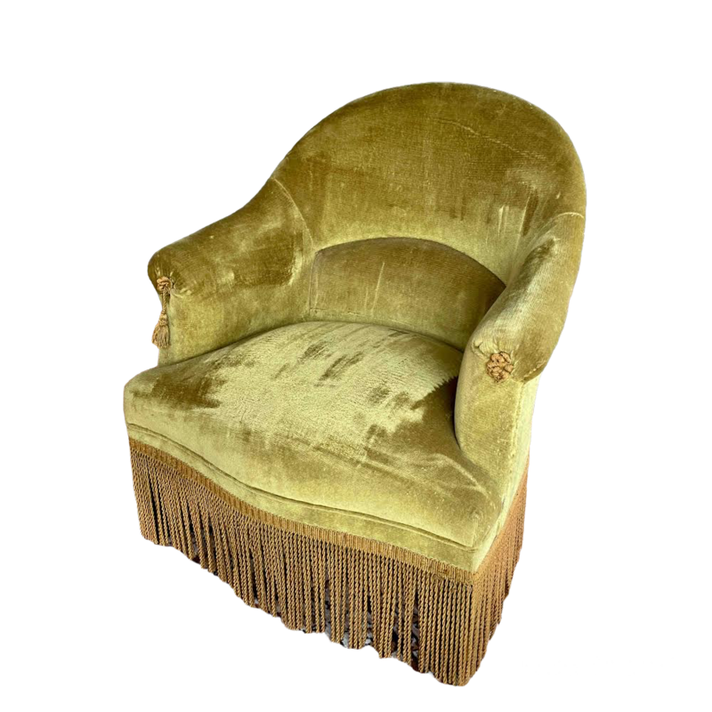 Fauteuil crapaud velours vert
