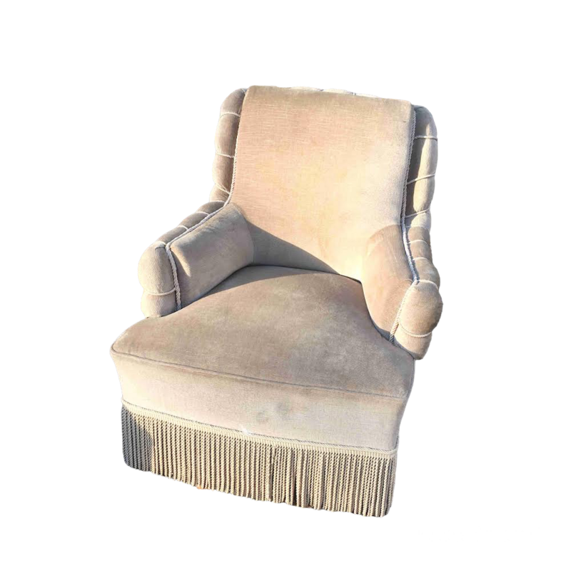 Fauteuil anglais velours gris