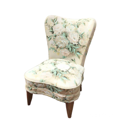 Fauteuil liseuse fleuri blanc cassé