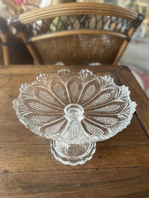 Plat sur pied verre ciselé - compotier