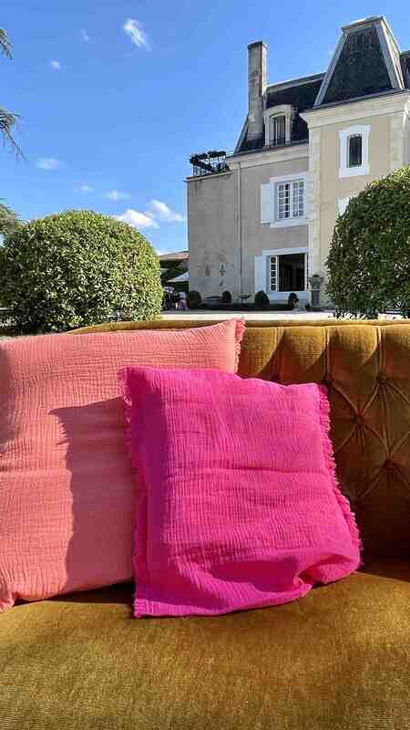 Coussin fuchsia double gaze moyen