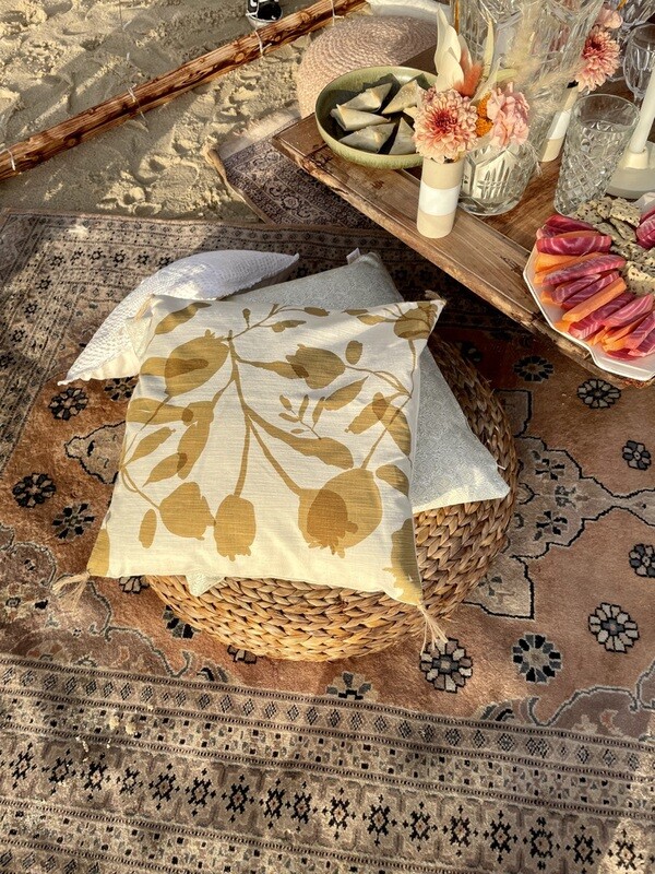 Coussin Blanc cassé feuillage