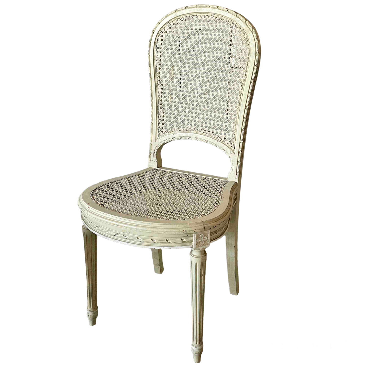 Chaise bois cannée blanche