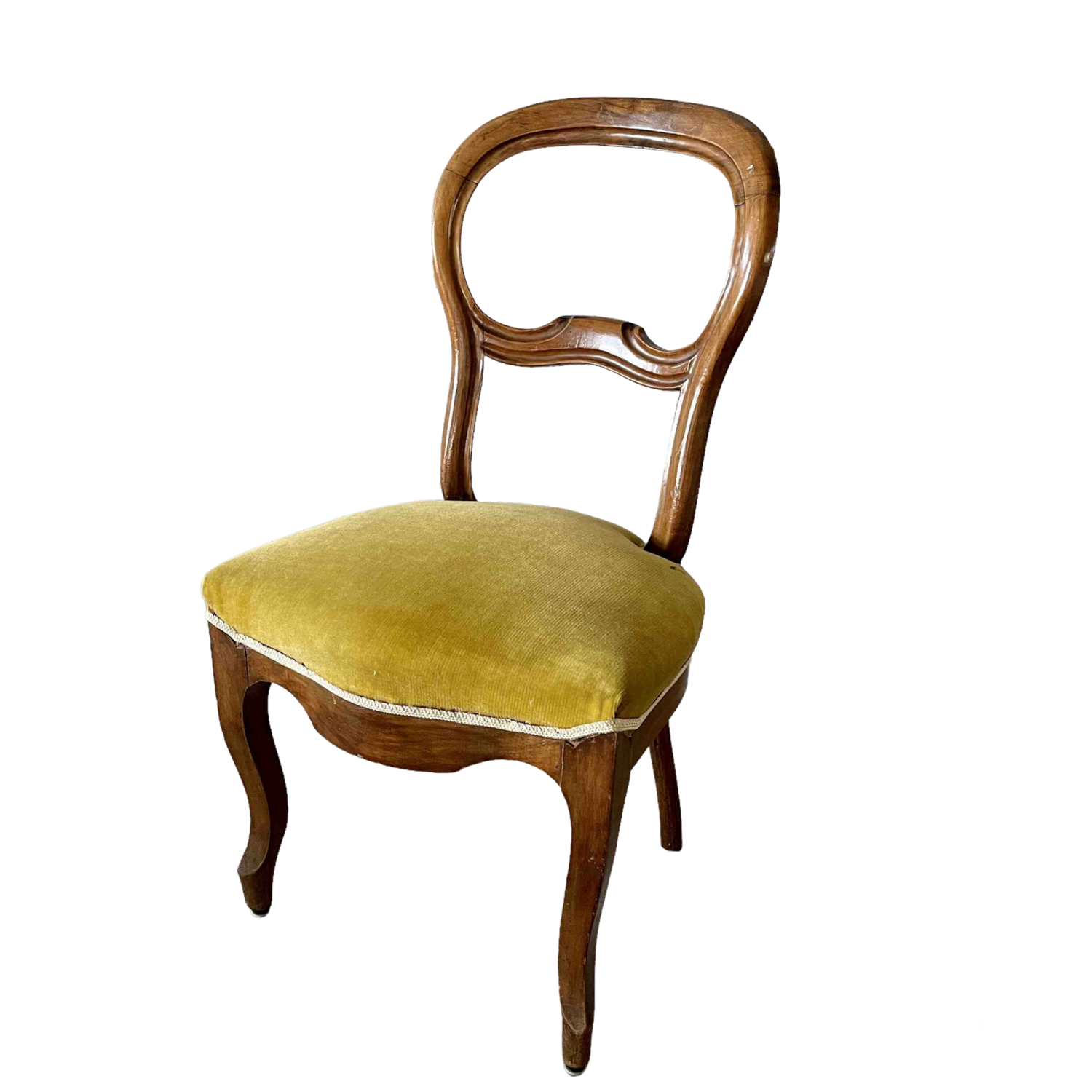 Chaise bois assise velours jaune