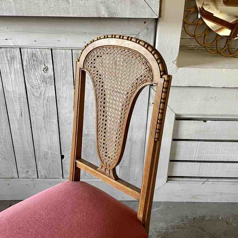 Chaise bois assise velours rose