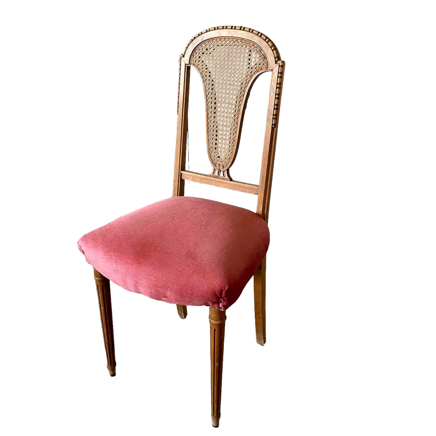Chaise bois assise velours rose
