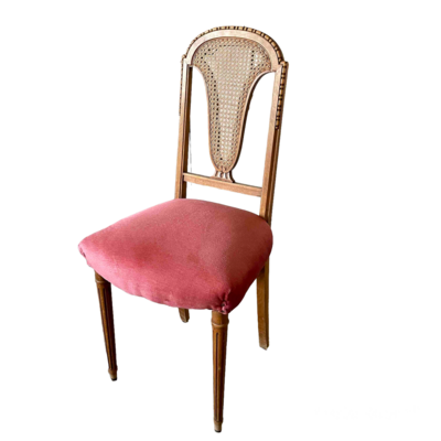 Chaise bois assise velours rose