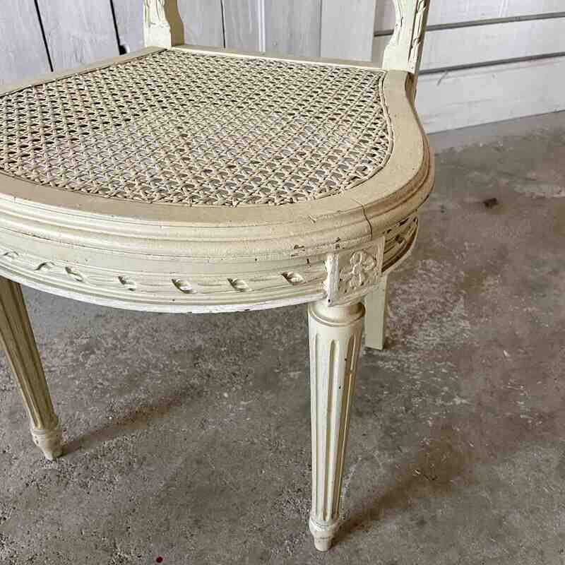 Chaise bois cannée blanche