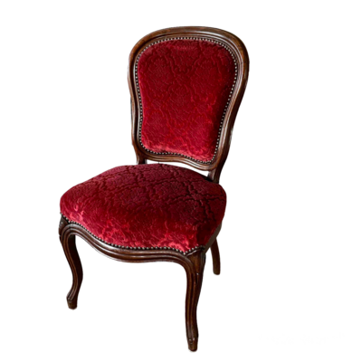 Chaise bois velours rouge