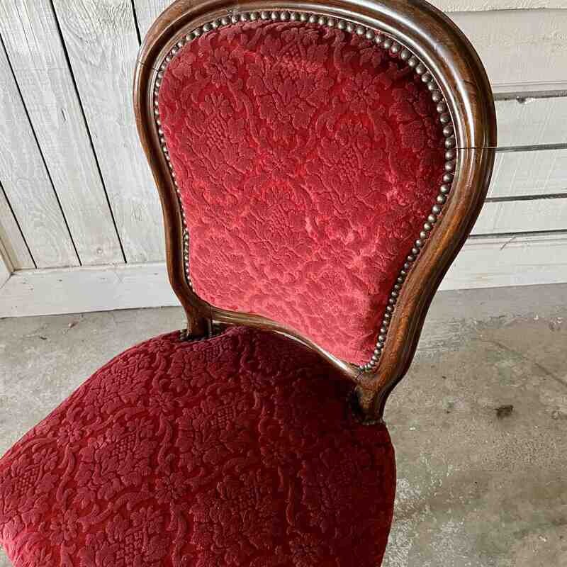 Chaise bois velours rouge