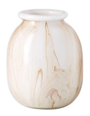 Vase verre blanc beige bas