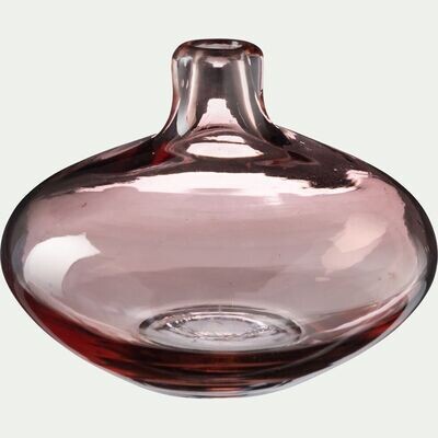 Vase verre rose ovale