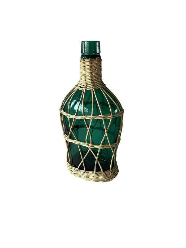 Bouteille verre bleu tressée
