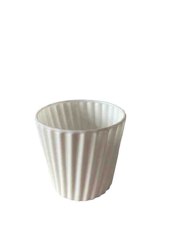 Photophore verre blanc rayure