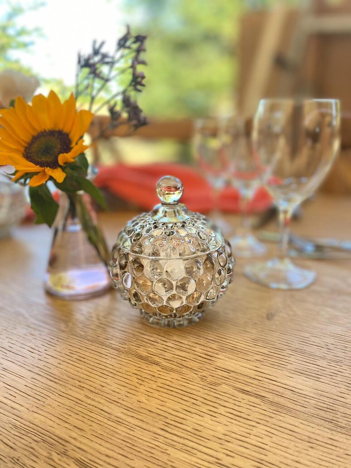 Photophore verre ambré bulle