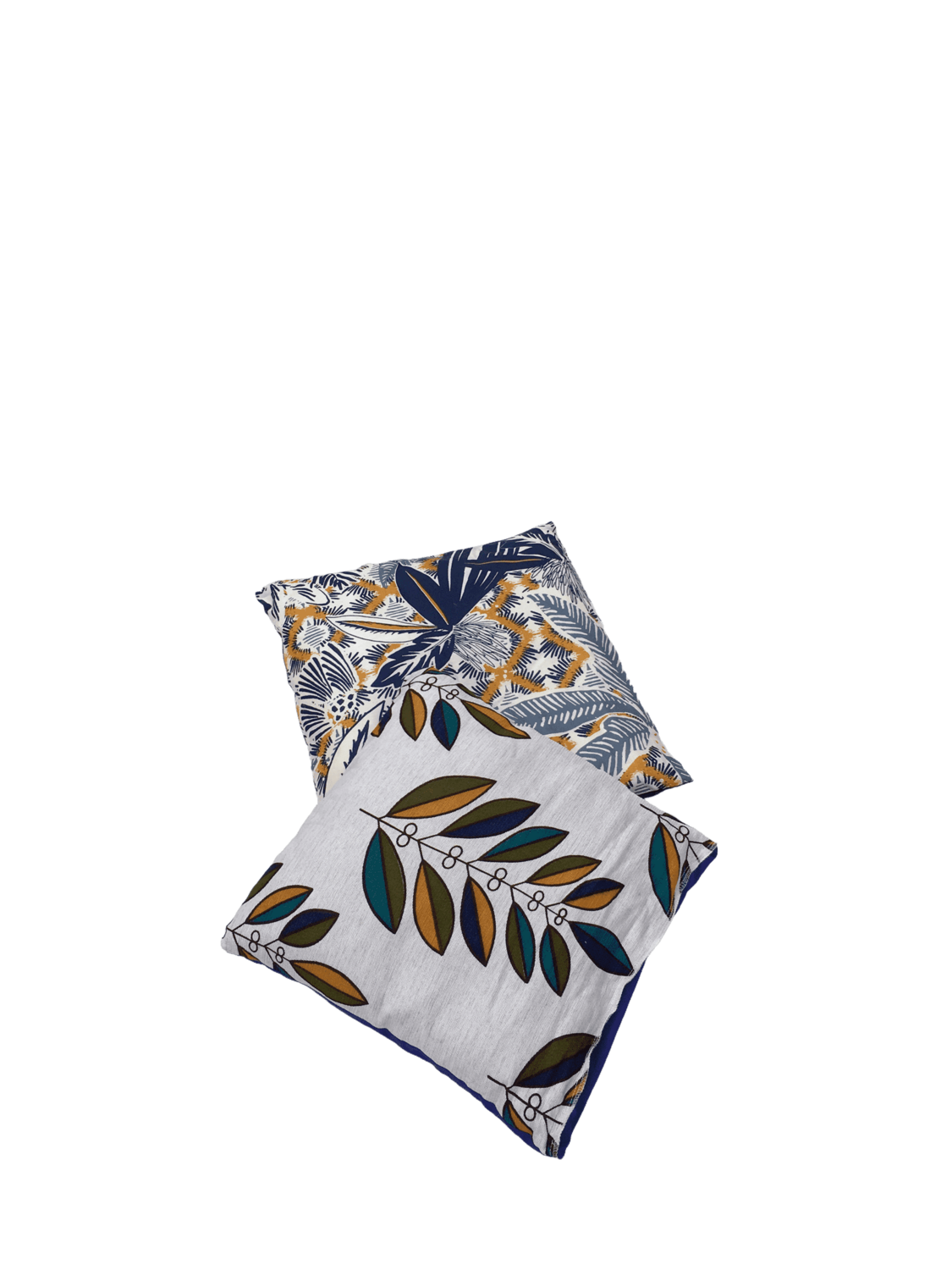 Coussin Bleu motif végétal bleu