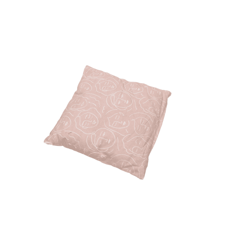 Coussin rose visages blancs