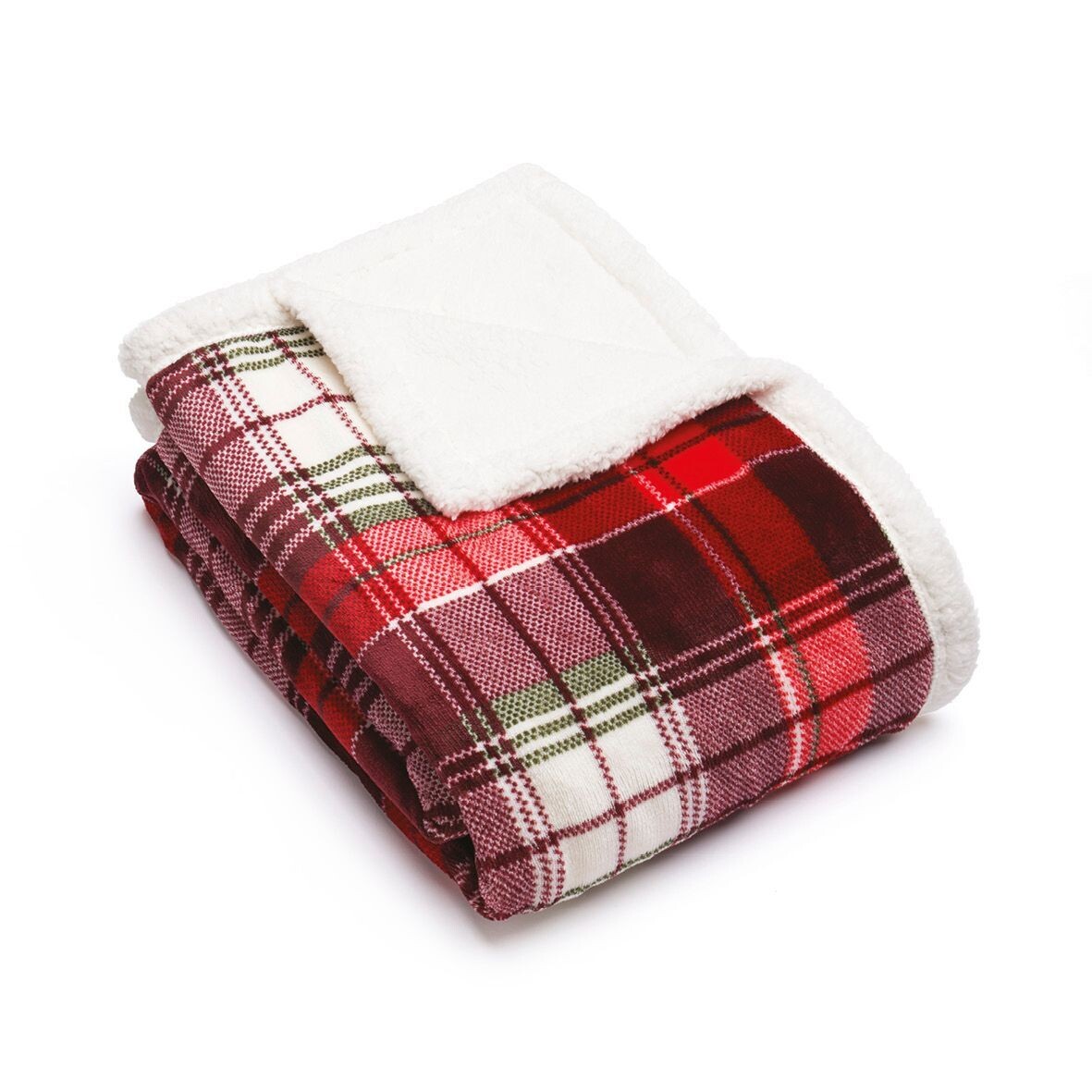Plaid fourrure carreaux rouges