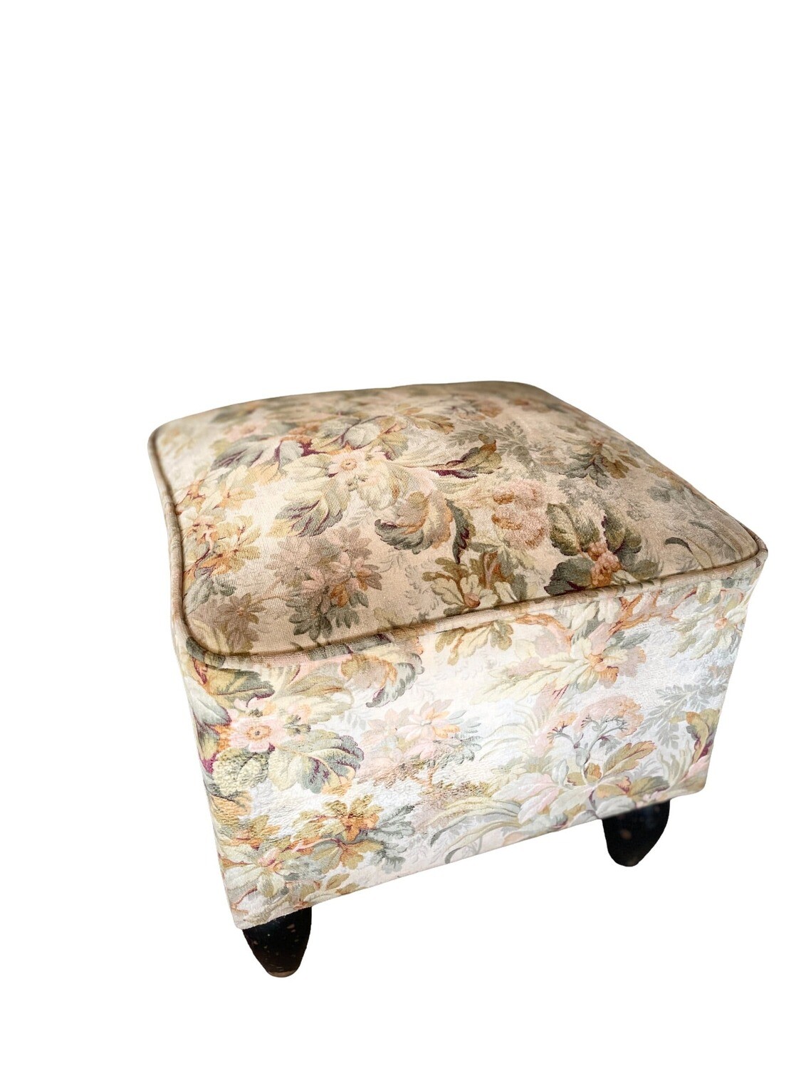 Pouf velours fleuri style Napoléon III