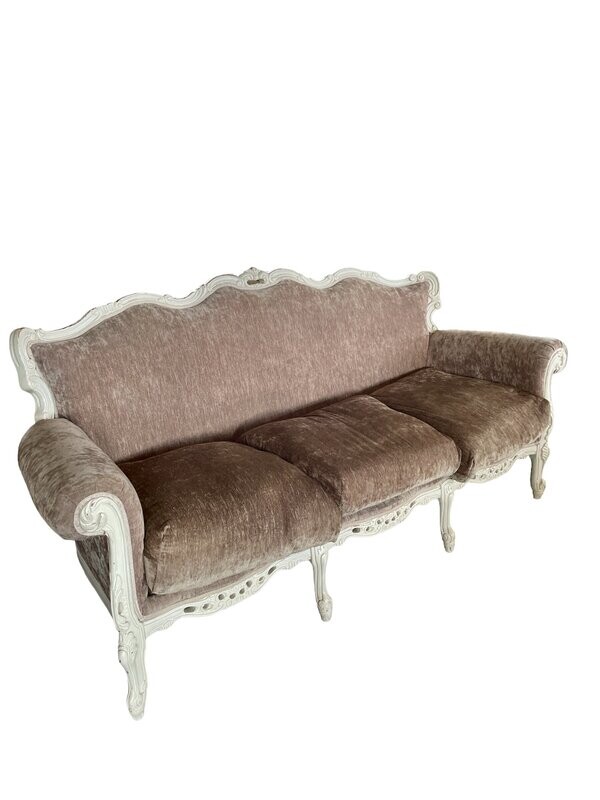 Canapé Louis XV velours taup