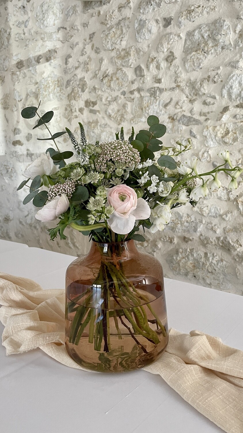 Vase verre ambré boule