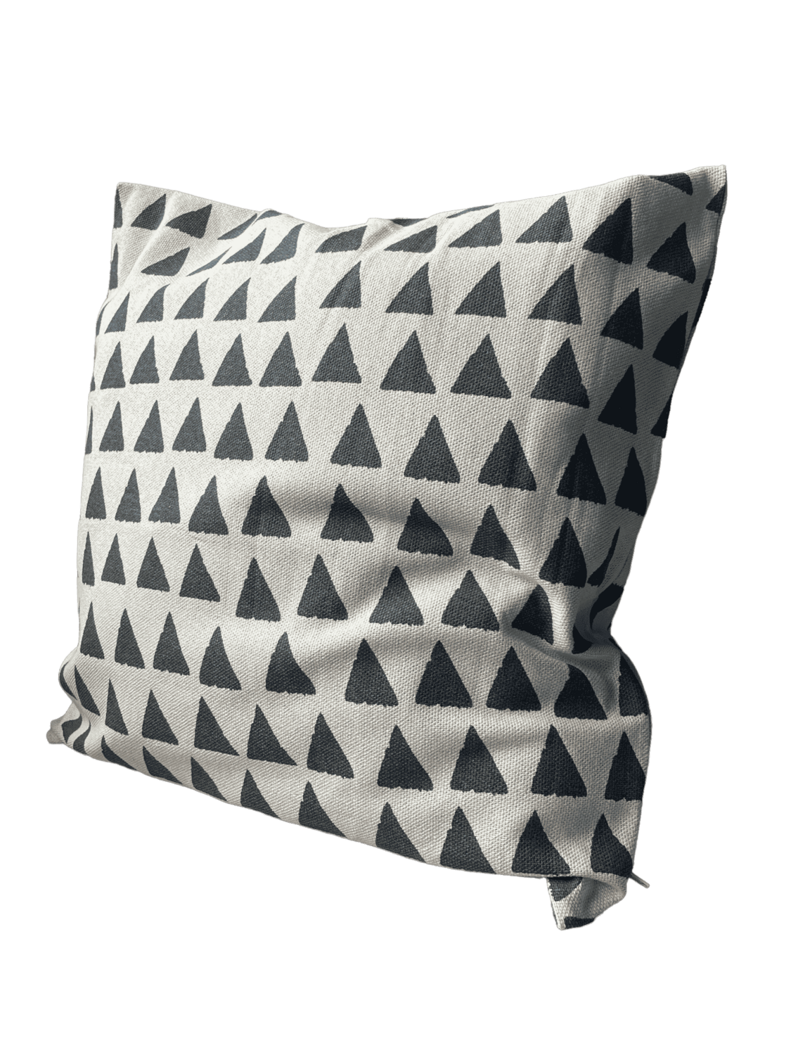 Coussin beige motifs gris triangle
