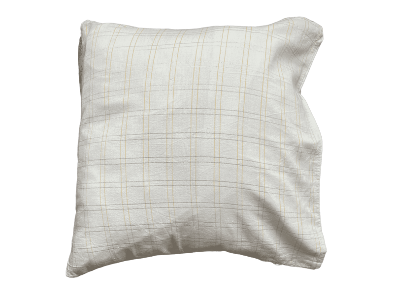 Coussin jaune pale rayures jaune et dorées