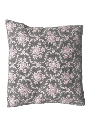 Coussin gris motif rose petit