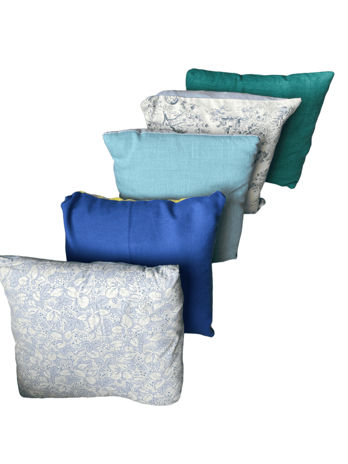 Coussin bleu fleuri Champêtre