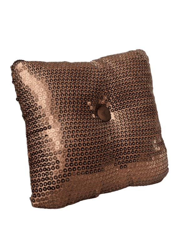 Coussin paillettes bronze petit