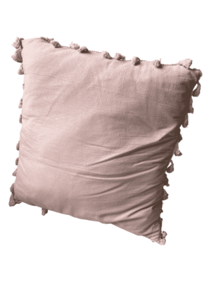 Coussin rose pale pompons