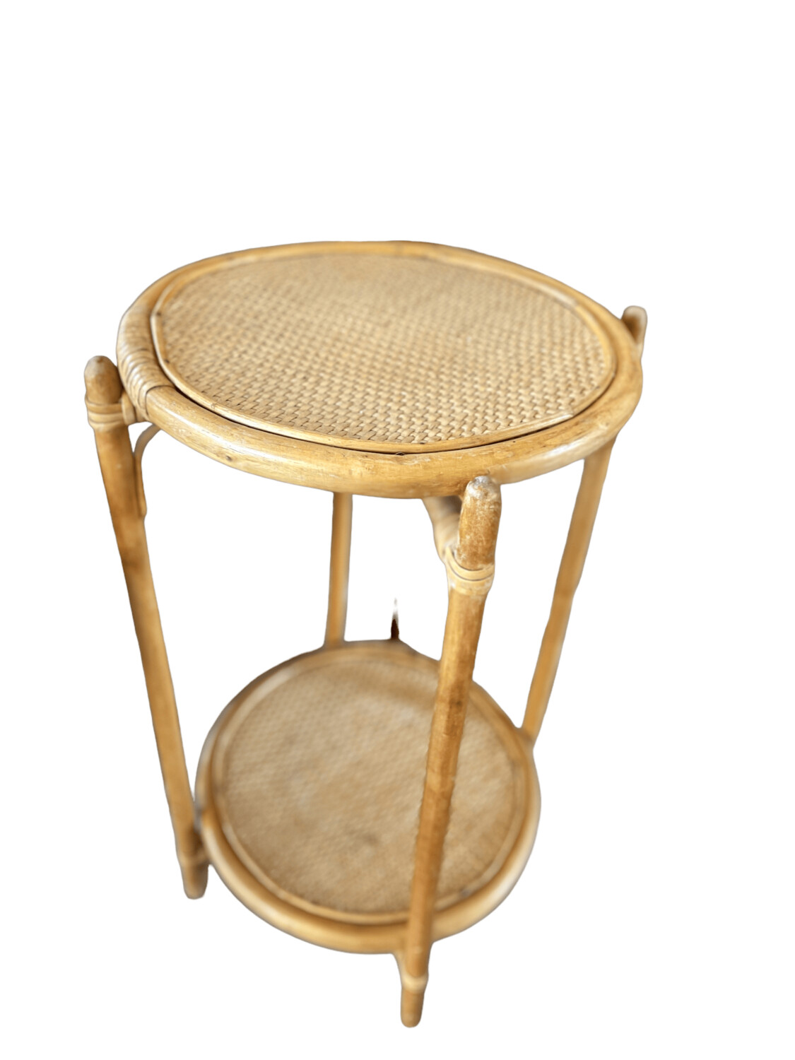 Desserte rotin ronde 2 plateaux
