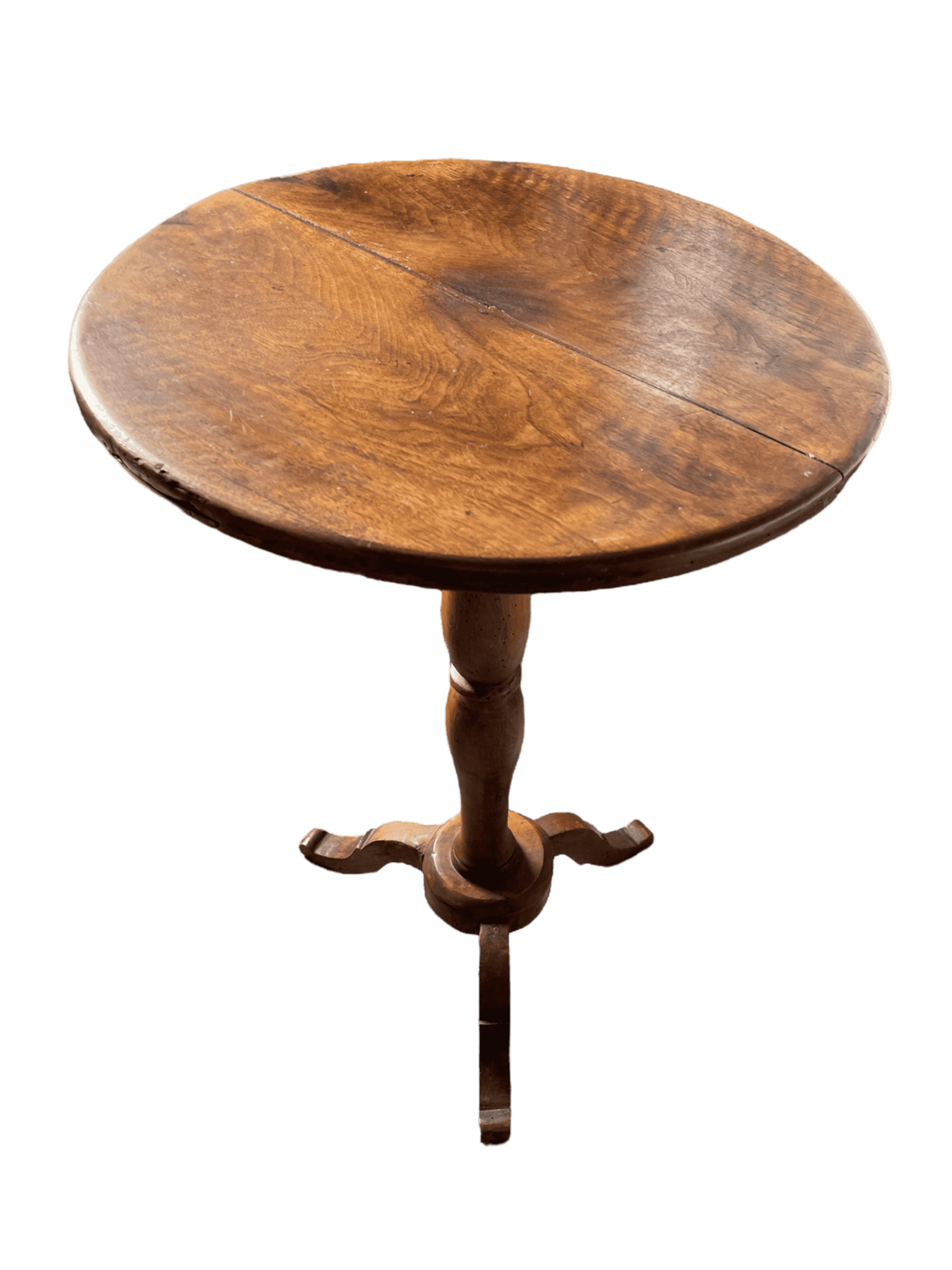 Guéridon bois petit plateau lisse fendu