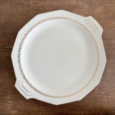 Plat rond plat Porcelaine blanc dorure
