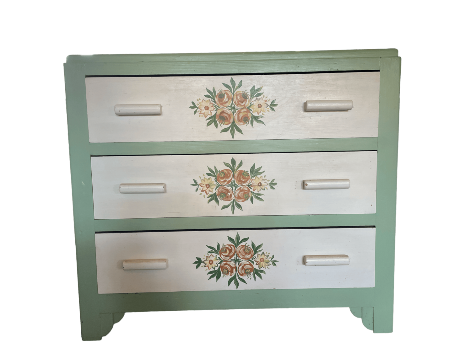 Commode verte fleurie