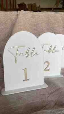 Numéro de table plexis blanc doré Numéro de table plexis blanc doré