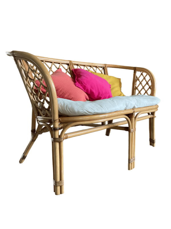 Salon en rotin clair croisillons haut