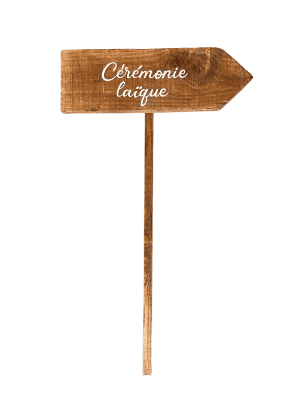 Panneau cérémonie laïque à planter flèche à droite
